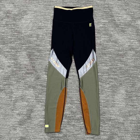 P.E Nation Pants - P.E Nation Leggings Womens Small Multicolor Colorblock High Rise Compression